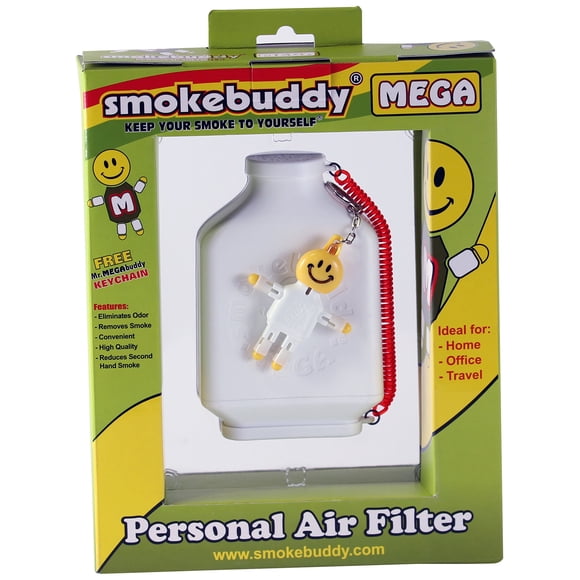 Purificador de aire Smoke Buddy Mega Personal que elimina el olor, color blanco