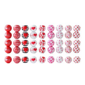 Bothyi - 45 Piezas De Cuentas De Madera Del Día De San Valentín De 16 Mm Para Recuerdos De Bodas Y Vacaciones