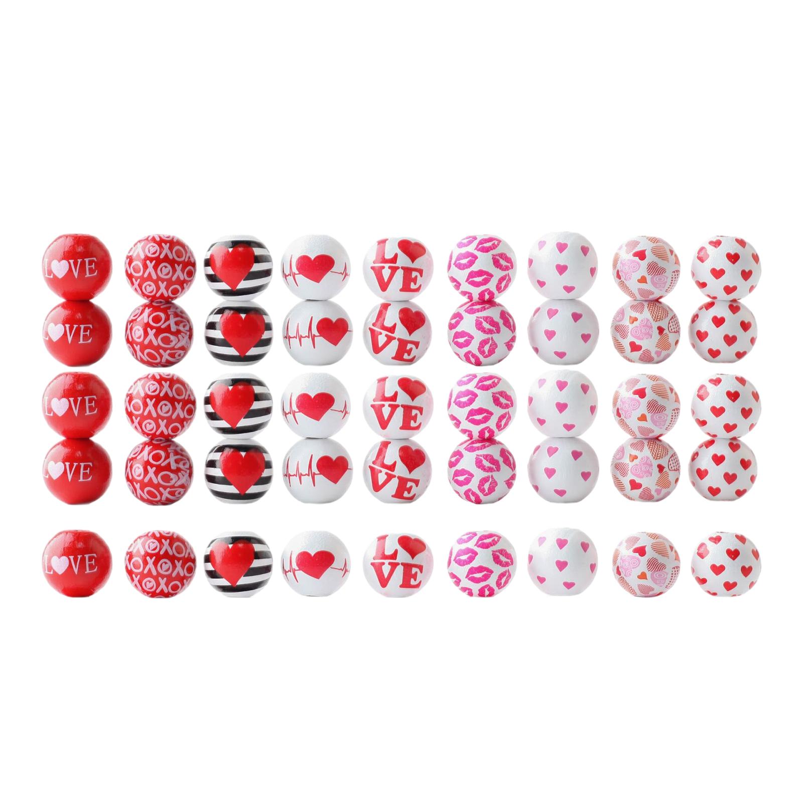 Bothyi - 45 Piezas De Cuentas De Madera Del Día De San Valentín De 16 Mm Para Recuerdos De Bodas Y Vacaciones