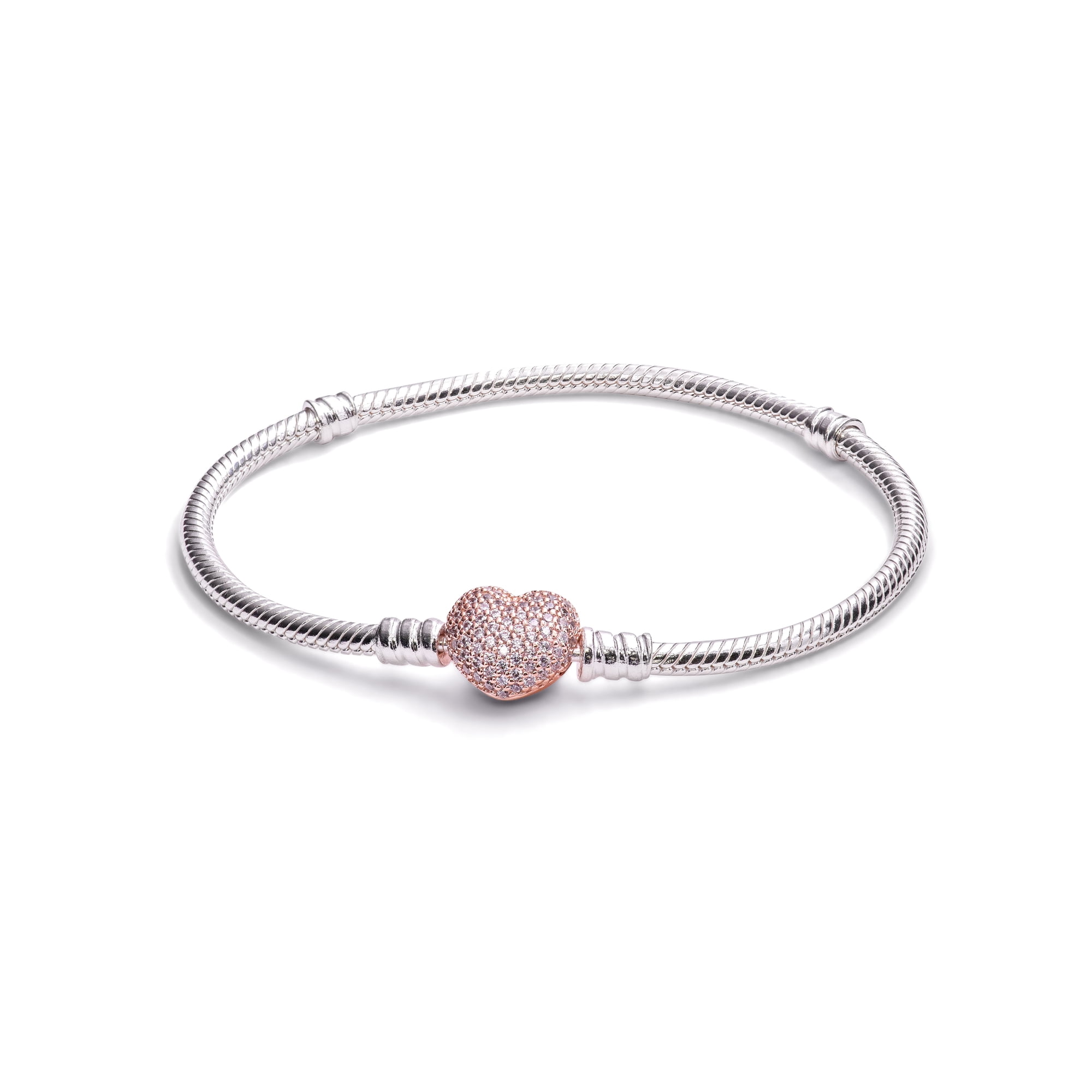 Pulsera Pandora Moments Cadena De Serpiente Plata Esterlina Cierre Corazón Pave
