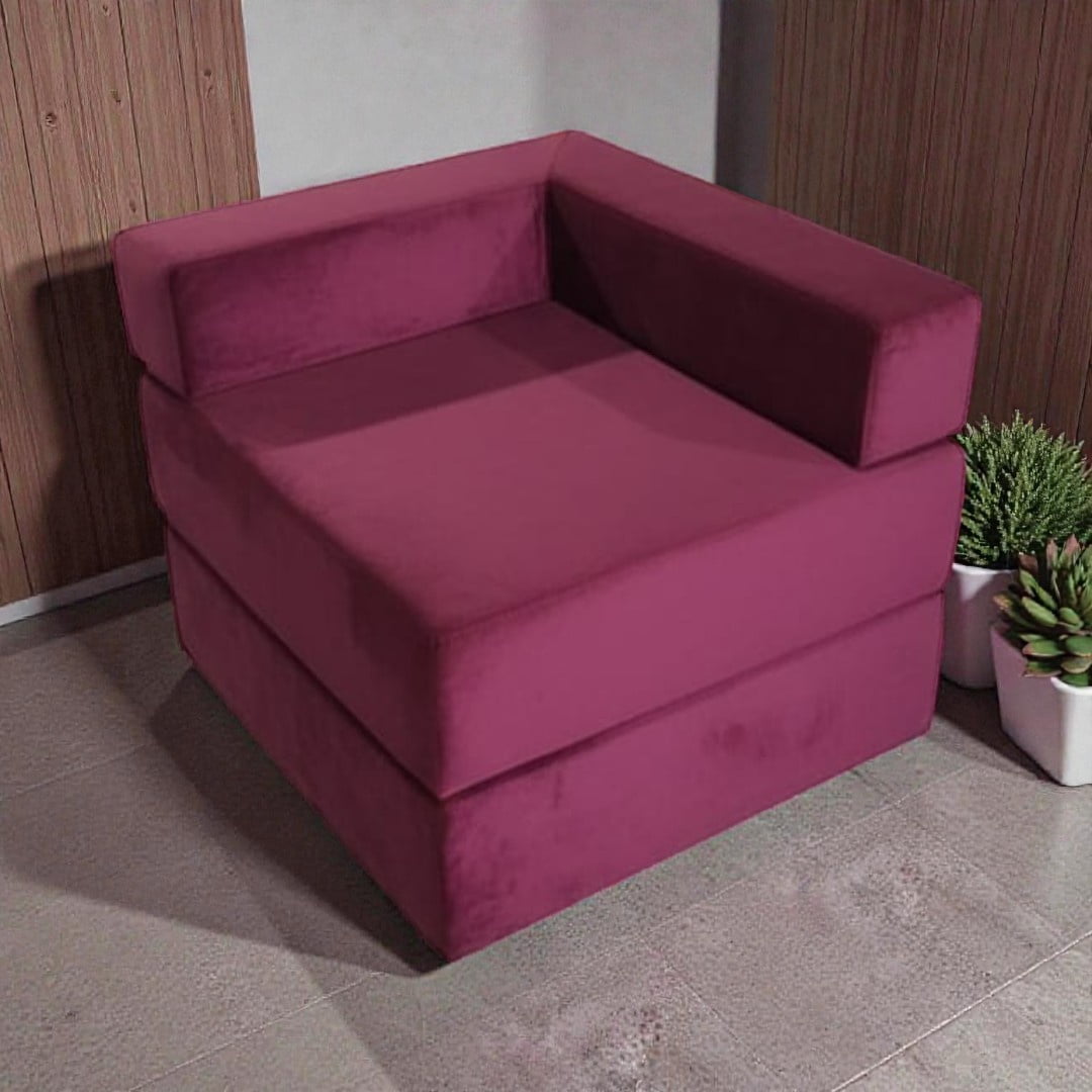 Diseños Valestrini - Sofa Cama Arkos En Felpa Burdeo