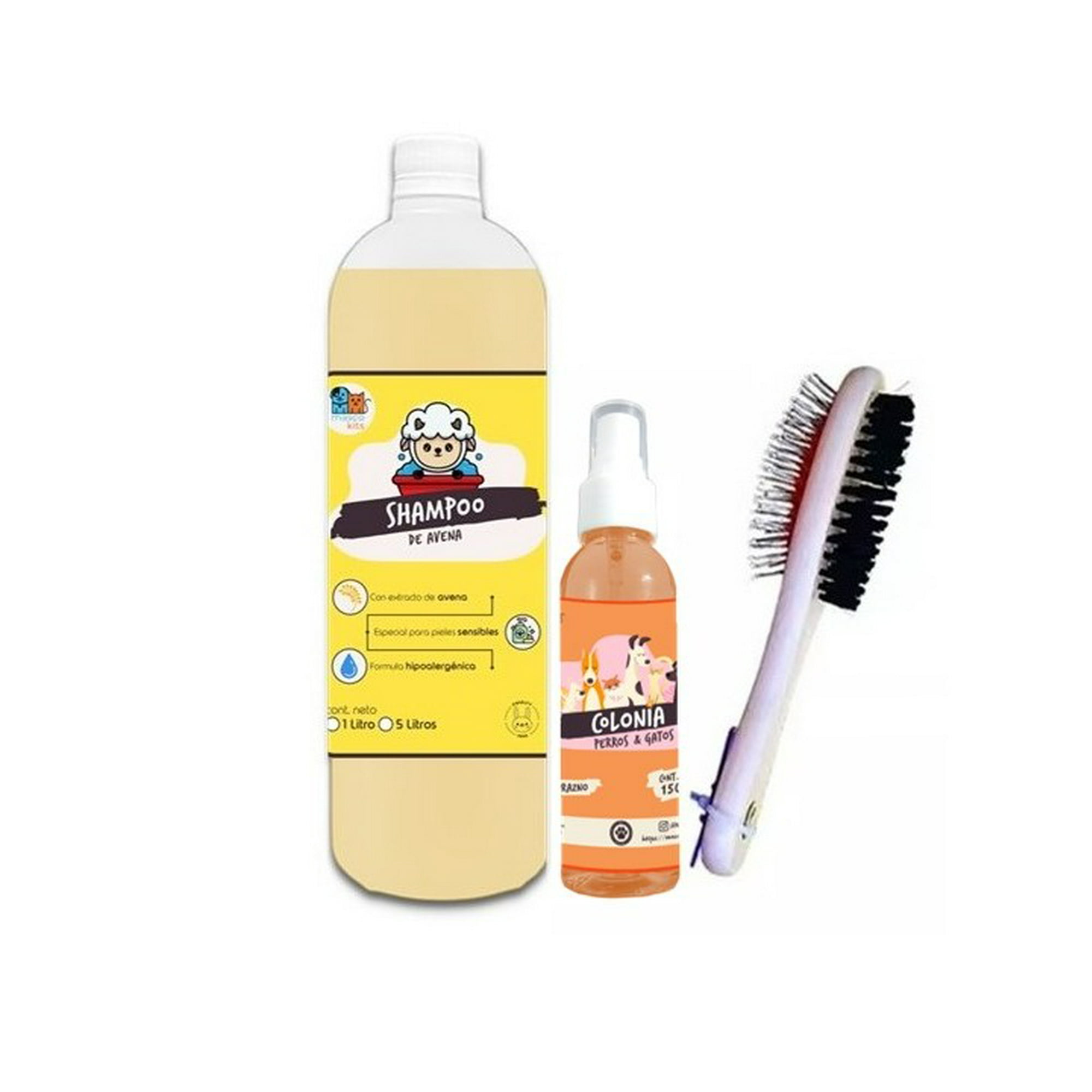 Stay Happy - Kit Perros Shampoo Avena 1lt + Colonia Durazno 150ml + Peine