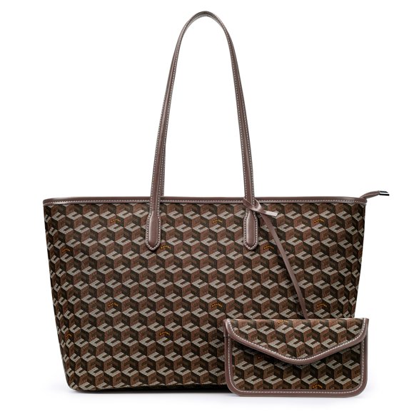 Bolso Tote KALIDI con monograma 3D cúbico en cuero vegano
