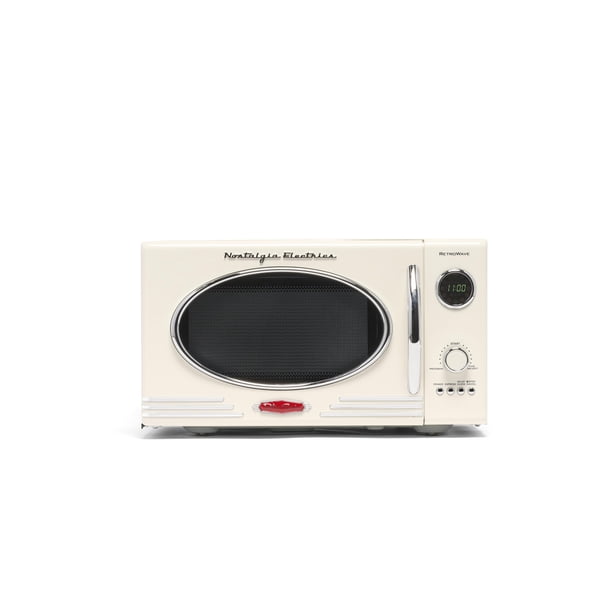 Nostalgia RMO4IVY Retro 0.9 Cubic Foot 800-Watt Countertop Microwave Oven, 5 Power Levels and 12 Cook Settings, LED Display, Ivory
