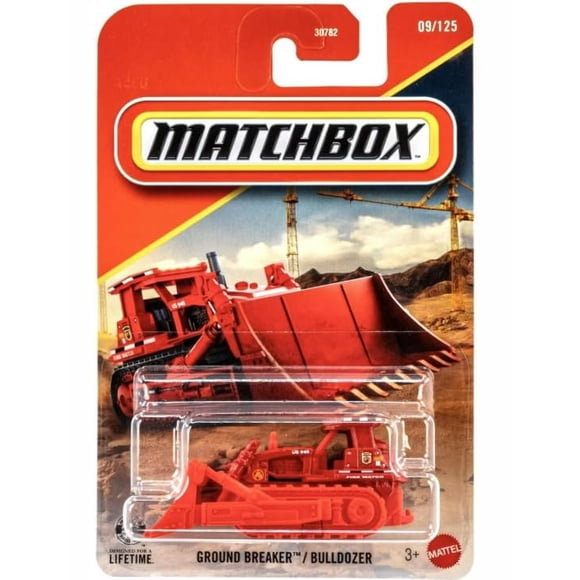 Bulldozer Matchbox Ground Breaker para vehículos de juguete, escala 1:64, rojo
