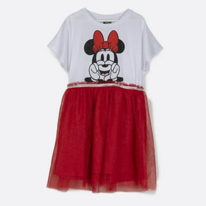 Vestido Niña Cara Minnie Blanco Disney