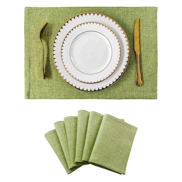 XmhyTop Juego de 6 Manteletes Individuales Texturizados Clásicos, Resistentes a Manchas, Ideal para Barbacoas y Mesas de Comedor, Estilo E, 48*33cm, Verde B