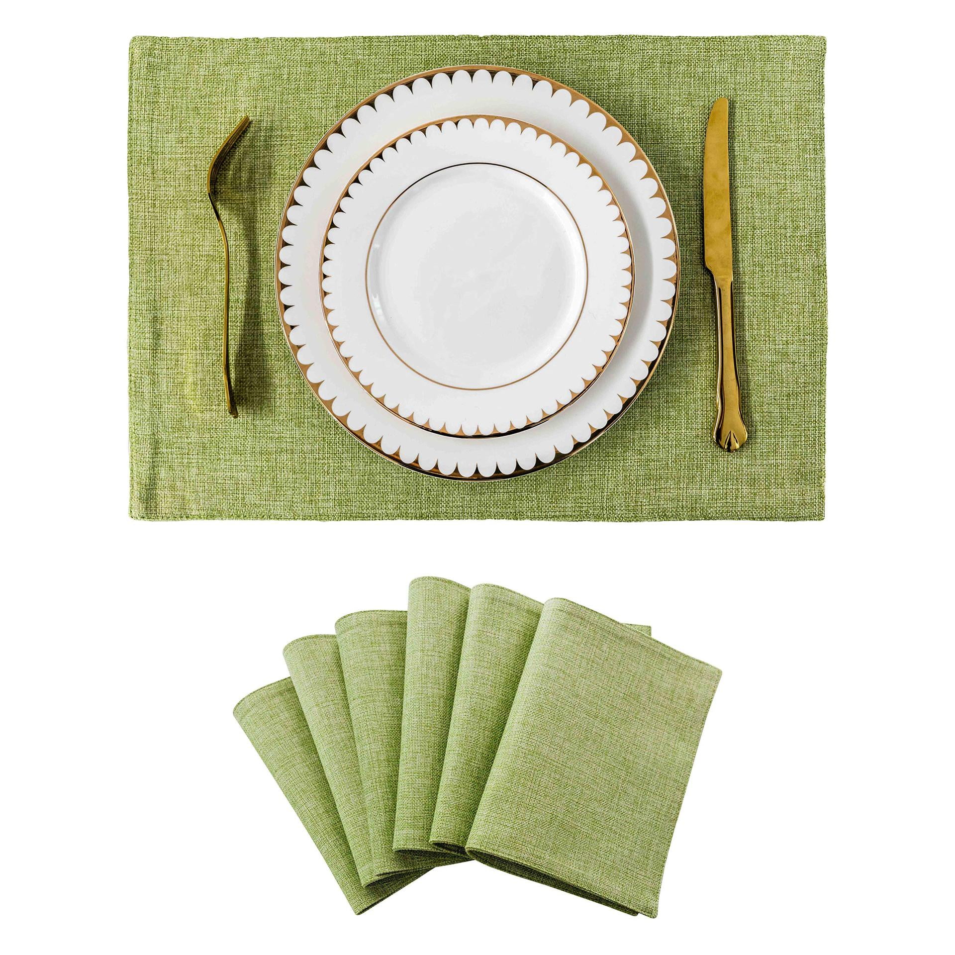 Xmhytop Juego De 6 Manteletes Individuales Texturizados Clásicos, Resistentes A Manchas, Ideal Para Barbacoas Y Mesas De Comedor, Estilo E, 48*33cm, Verde B