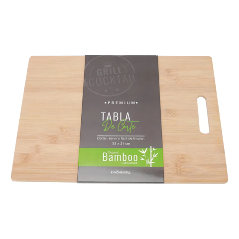 Genérico - Tabla De Cocina Cortar Premium De Bambú 38X28X0.8Cm Lisa Beige