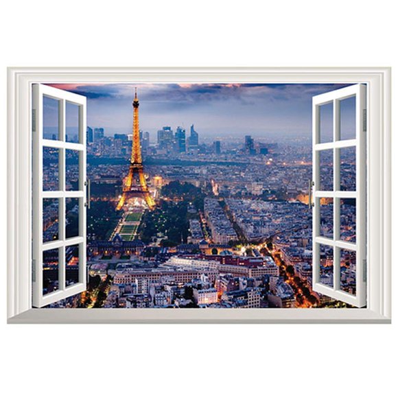 Adhesivos de pared con diseño 3D, diseño de la Torre Eiffel de París, 60 x 40 cm