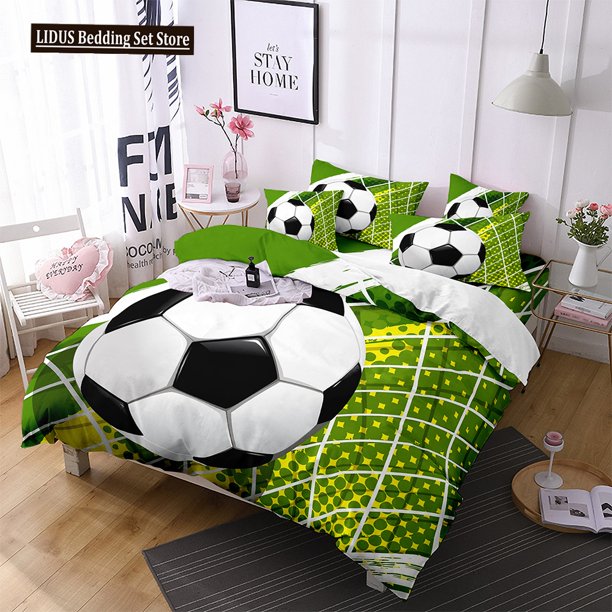 v1200 Bed Sheets Football Comforter Cover Queen Size American Soccer Bedding Set Sports Games Duvet Cover Set For Boys Girls Teen For Living Room 3-Piece Bedding Set (1 Duvet Cover + 2 Pillow Shams) B