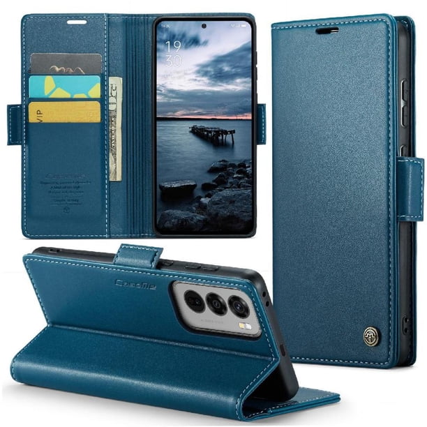 CaseMe tipo cartera OPPO Reno 12 Pro 5G con cierre magnético, RFID, tarjetero, soporte, carga inalámbrica