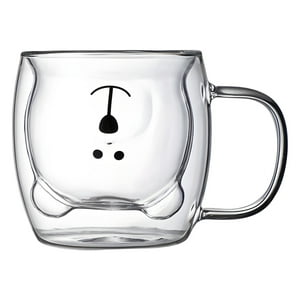 Genérico - Taza De Doble Pared, Taza De Café Y Té De Animales Para Niños, Regalo De Cumpleaños Del Día De San Valentín, Mango De Oso Blanco