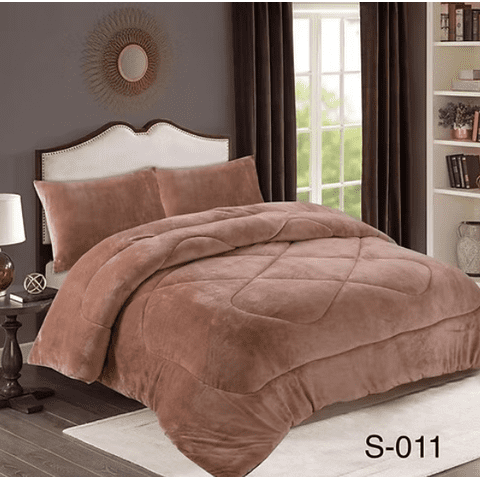 Todostore - Cobertor Plush Con Chiporro Plaza Y Media Color Cafe Liso