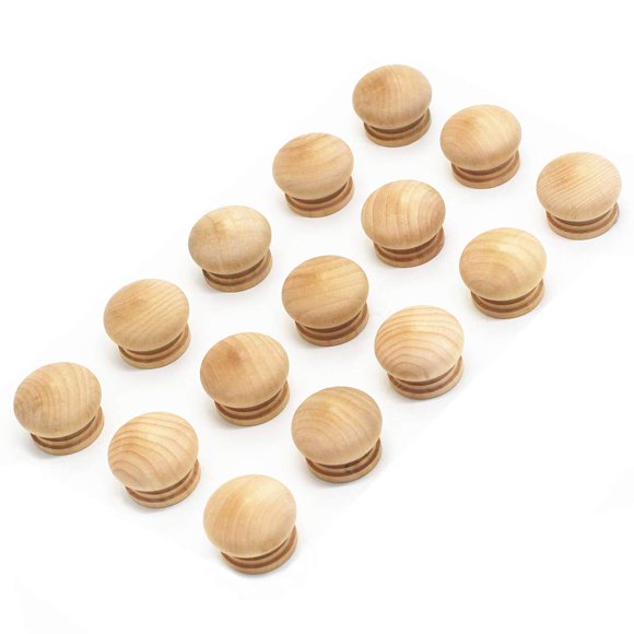 Perillas de madera WEICHUAN, paquete de 15, redondas, 3,5 cm x 2,5 cm