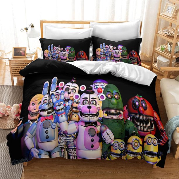 Kids Five Nights-at Freddy's Bedding Duvet Cover Queen Size3 Pieces Soft Light-Weight Comforter Cover with Pillow Shams