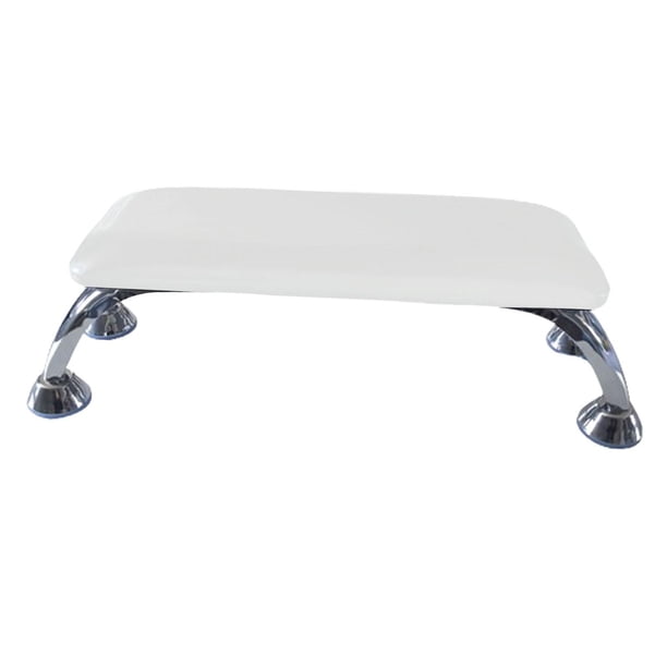 Reposabrazos para manicura, reposabrazos para uñas, cojín de mano profesional, reposamanos para uñas de PU, imprescindible para uso de técnicos de uña Blanco y plata