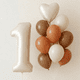 thumbnail image 1 of Set de 11 Globos Arena Beige Café Para cumpleaños Globo Número 1, corazón y látex., 1 of 2