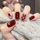 thumbnail image 1 of 24pcs Pink French Tip Press On Nails Medium Square Fake Nails Glossy Full Cover Glitter Powder Stick On Nails False Nails With White Edge Design, Artificial Acrylic Nails With Glue Sticker For Women G, 1 of 3