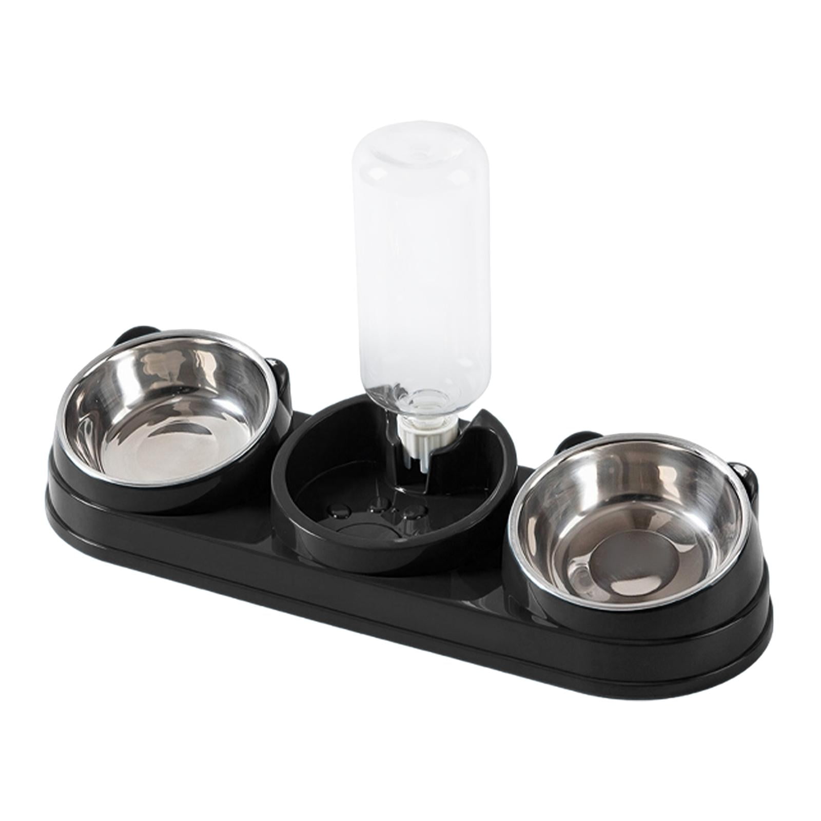 Comedero Triple Para Gatos Con Inclinación De 15° Para Hámster, Perros Pequeños Y Gatitos (negro)