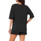 thumbnail image 3 of INSPIRE CHIC Conjuntos de Salón para Mujeres 2026 Verano Acanalado Cuello en V Casual Suelto Conjuntos a Juego 2 Piezas Conjunto Corto Pijamas con Bolsillos L Negro, 3 of 6