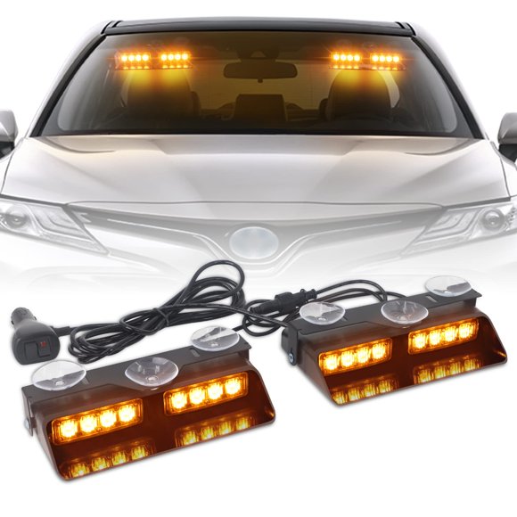 Luces estroboscópicas de emergencia XRIDONSEN, color ámbar, 16 LED, 2 × 18 cm