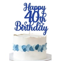 Adorno Para Pastel Decoburst Brillo Azul Feliz 40º Cumpleaños