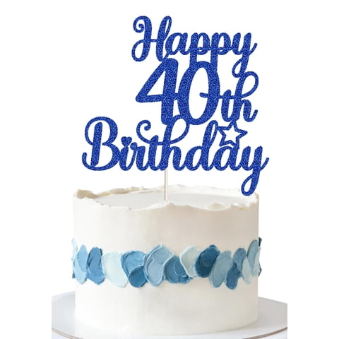 Adorno Para Pastel Decoburst Brillo Azul Feliz 40º Cumpleaños