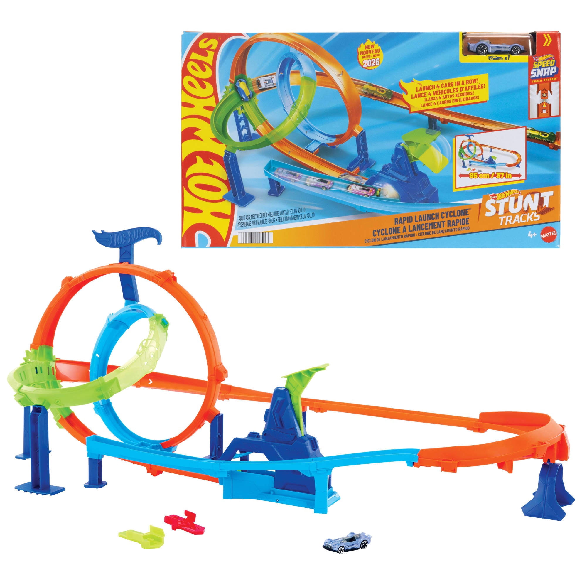 Mattel - Hot Wheels Pista De Juguete Pista De Acrobacias Lanza Y Choca