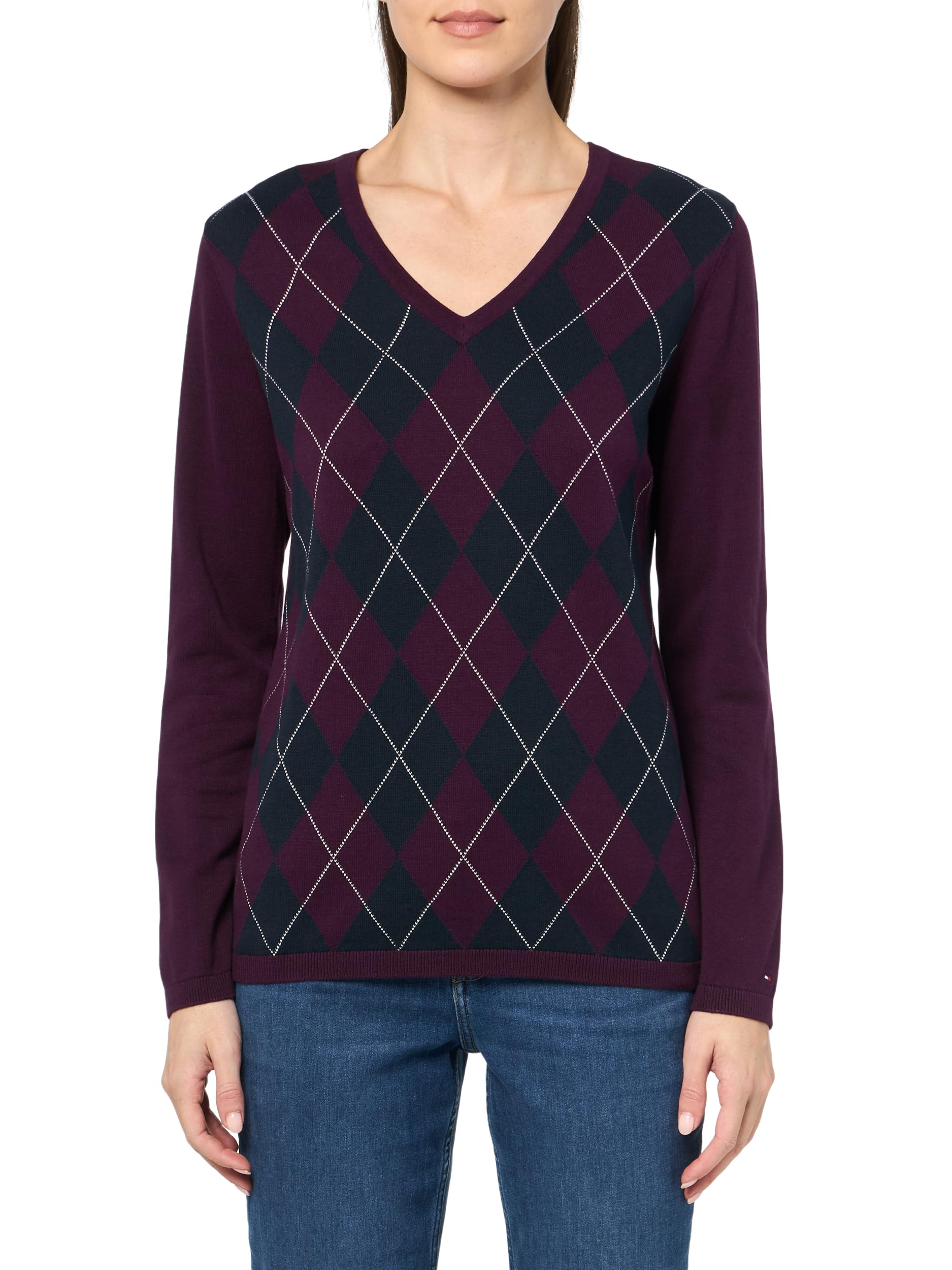 Jersey Tommy Hilfiger Para Mujer, Algodón, Hiedra, Con Cuello En V