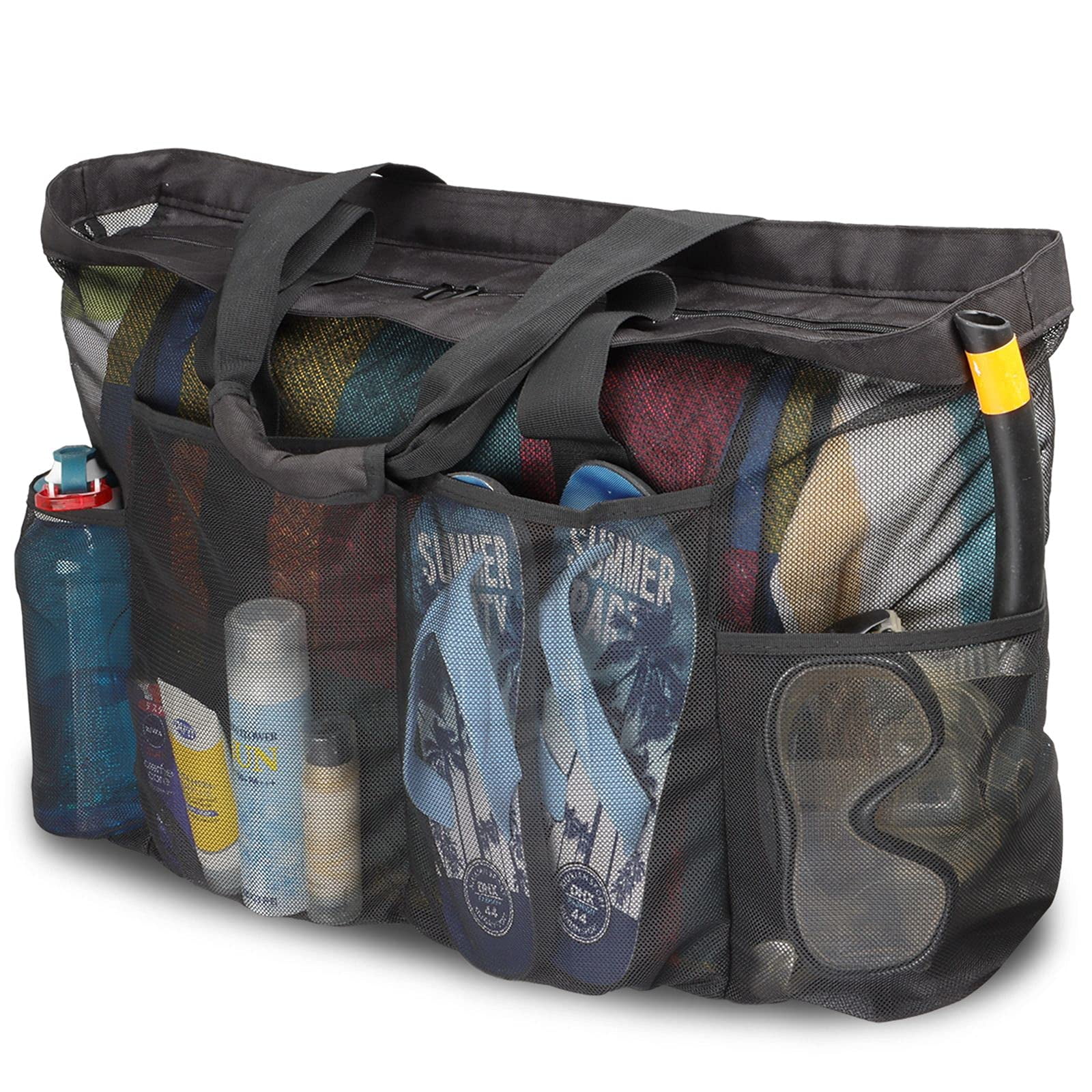 Bolsa De Malla Y Bolsa De Playa Gotdya Xl Negra Para Viajes Familiares