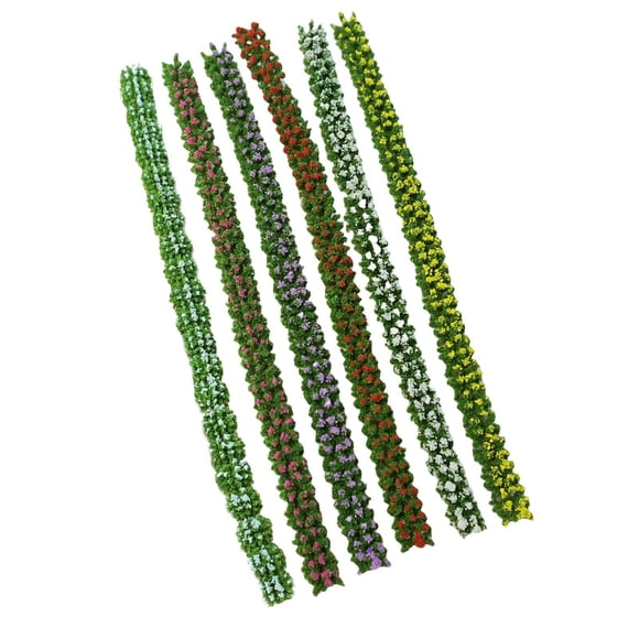 6 Tiras De Flores De Colores En Miniatura, Modelo De Arbusto Para Diorama De Tren Ferroviario, 1 Cm De Ancho