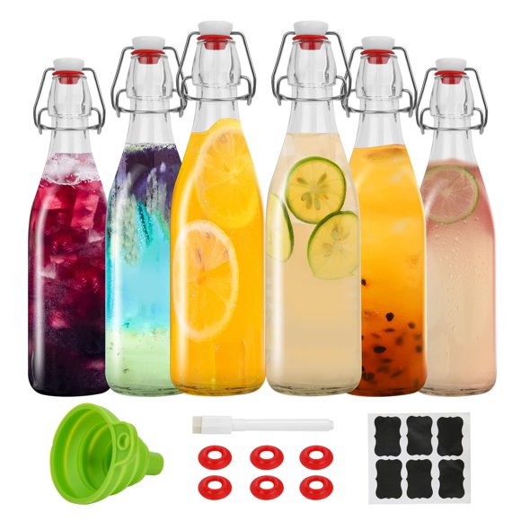 Botellas ZEBEIYU 500 ml Pack de 6 con tapa swing de vidrio