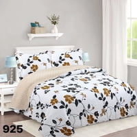 Genérico - Cubrecama Quilt Sherpa 1 1/2 Plazas - Blanco Hojas Doradas M925