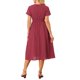 thumbnail image 3 of INSPIRE CHIC Vestido de Verano para Mujer con Lazo en el Cuello en V, Cintura Alta Fruncida, Línea A, Casual, Midi, Rojo Vino, Talla L, 3 of 5