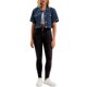thumbnail image 2 of INSPIRE CHIC Chaqueta de Jean Recortada de Manga Corta con Botones y Desgastada para Mujer de Regreso a Clases Azul Oscuro XL, 2 of 6