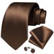thumbnail image 1 of Corbata café seda hombre con paño y colleras Modelo Bronce Migung, 1 of 5
