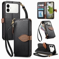 Foxdock Funda Tipo Cartera Para Samsung Galaxy S26 Edge, Con Ranuras Para Tarjetas, Soporte Y Cremallera-Negro