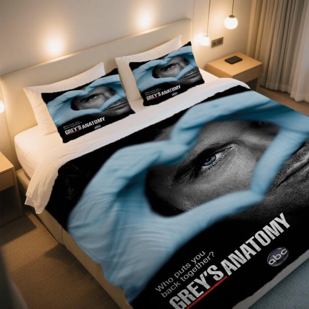 GREY's ANATOMY Surgical Heart Poster Duvet Cover Set Valentine's Day Easter Edition with Bohemian Style Cartoon Design for RV Adventures! Lightweight & Machine Washable