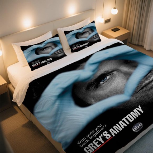 GREY's ANATOMY Surgical Heart Poster Duvet Cover Set Valentine's Day Easter Edition with Bohemian Style Cartoon Design for RV Adventures! Lightweight & Machine Washable