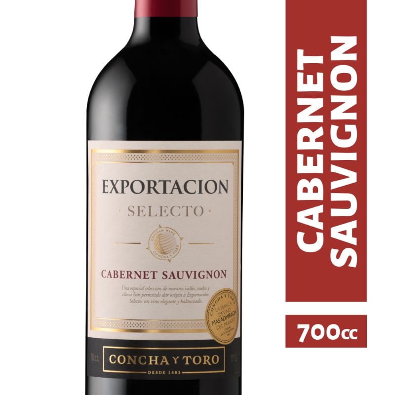 Vino Tinto Cabernet Sauvignon 12° Botella 700 ml Exportación Selecto