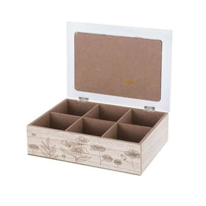 Oem - Caja De Té Mediana De Madera 6 Espacios Con Diseños Ramas