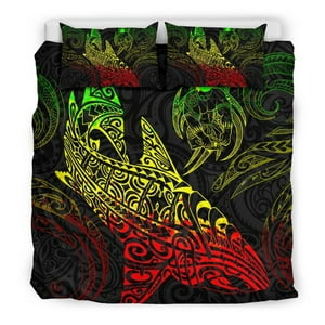 Milsleep - Juego De Funda Nórdica Shark Polynesian - Polynesian Tattoo Reggae