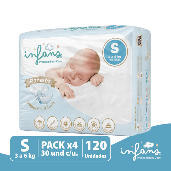 Pañal Desechable Super Premium S INFANS 120 UND