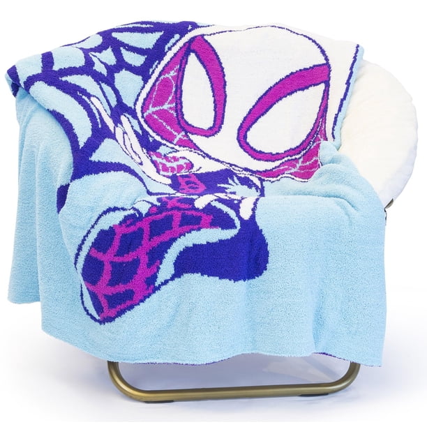 Manta tejida con plumas de araña fantasma de Jay Franco Marvel Spidey & His Amazing Friends, mullida, 130 x 150 cm
