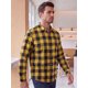 thumbnail image 4 of INSPIRE CHIC Camisas de Franela para Hombre de Manga Larga con Botones Camisa Casual de Cuadros S Amarillo, 4 of 6