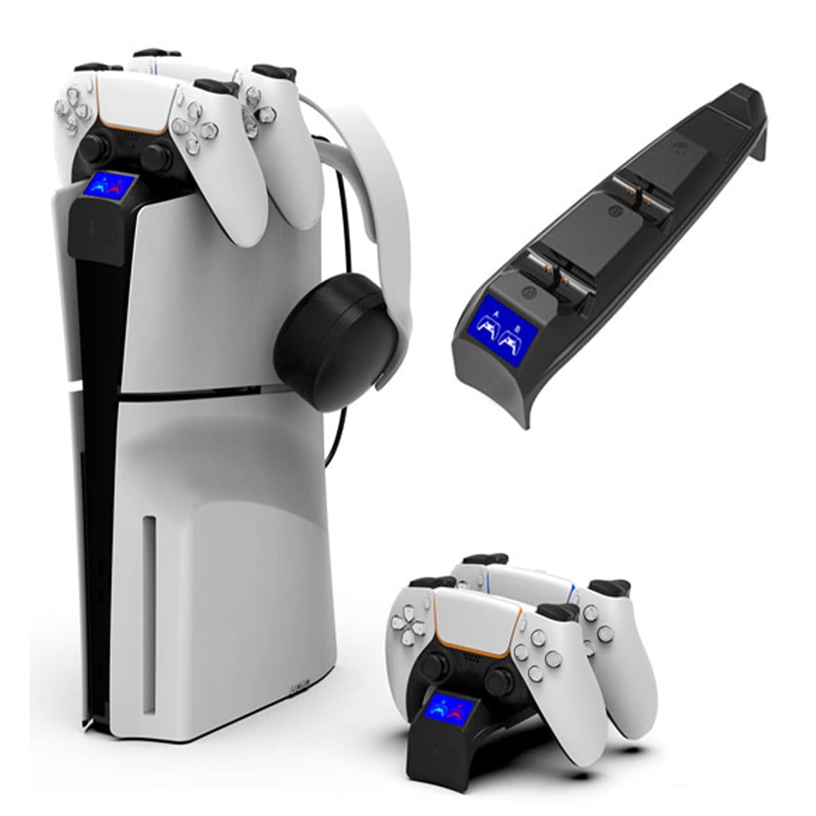 Estación De Carga Aaronmei Ps5 Slim Con Soporte Para Auriculares Negro