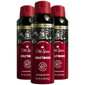 Spray Corporal Old Spice Wolfthorn Para Hombre, 150 Ml (Paquete De 3)