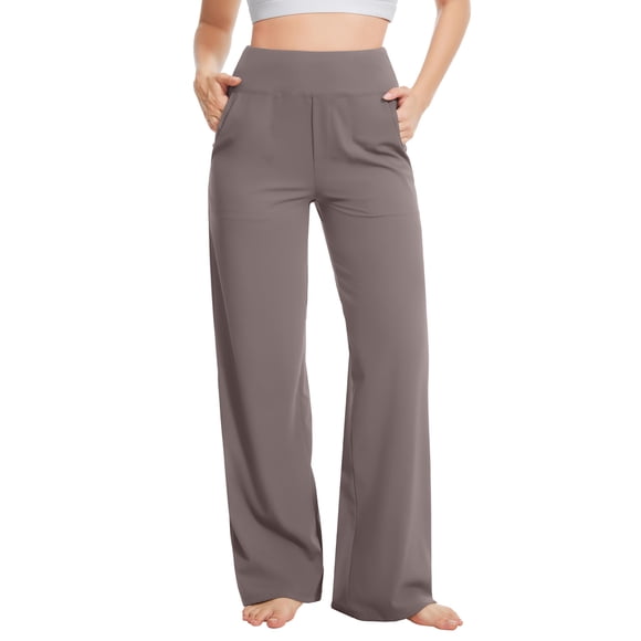 Talovee Pantalones de Yoga Mujer Pierna Ancha Cintura Alta con Bolsillos, Talla L