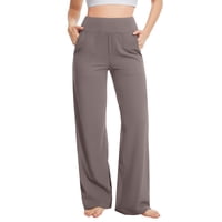 Talovee Pantalones De Yoga Mujer Pierna Ancha Cintura Alta Con Bolsillos, Talla L
